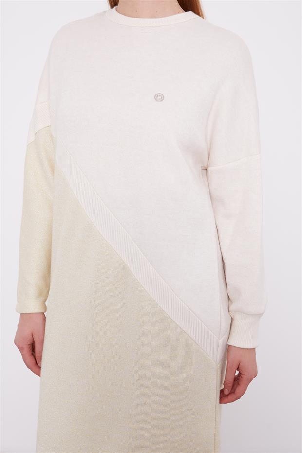 Krem Simli Triko Tunik