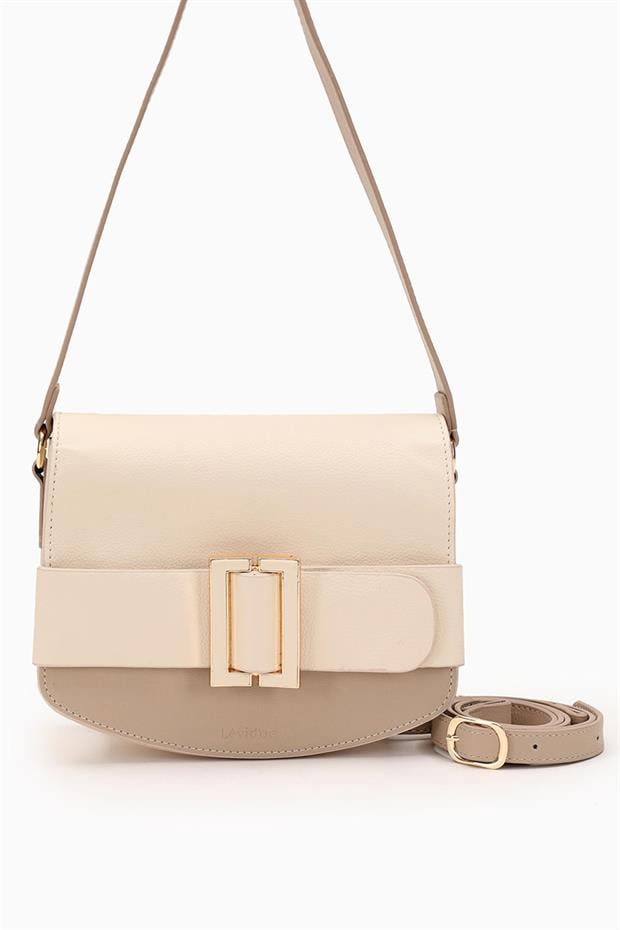 Krem - Vizon Toka Tasarımlı Omuz Çantası