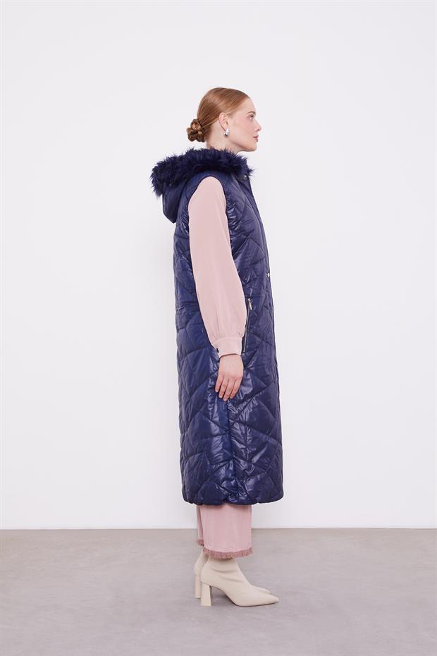 Lacivert Kapitone Şişme Yelek