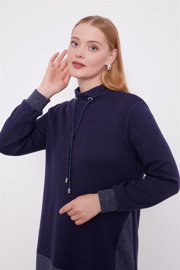 Lacivert Simli Kaşmir Kumaş İkili Takım