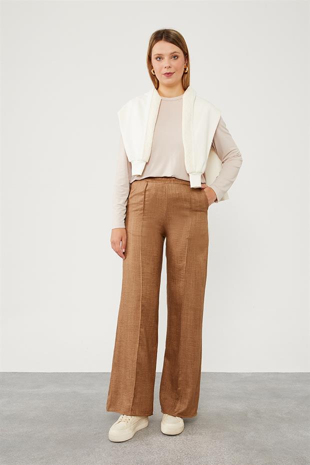 Latte Belli Lastikli Çizgi Detay Pantolon