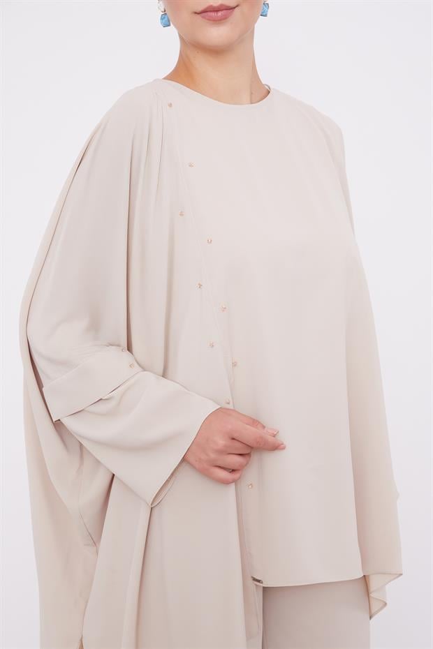 Latte Taş İşlemeli Tunik Takım