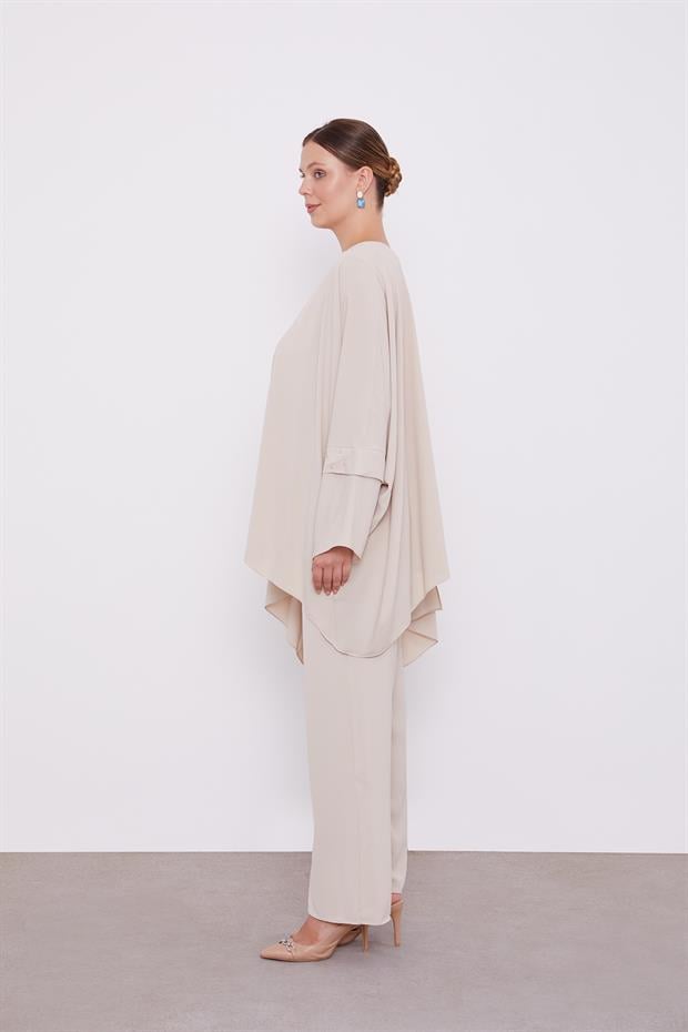 Latte Taş İşlemeli Tunik Takım