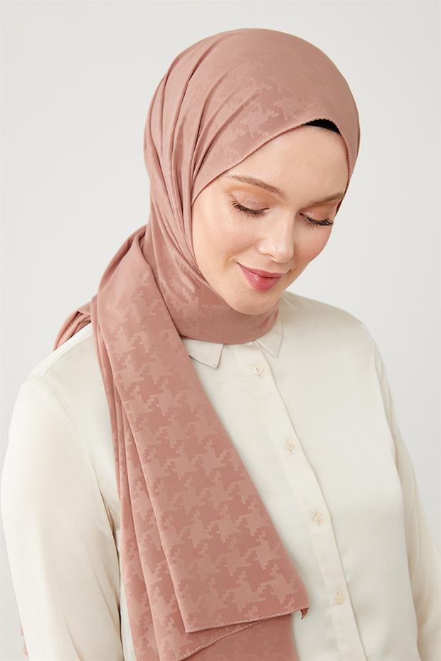 Leylak Jakarlı Puzzle Desen Elegance Şal
