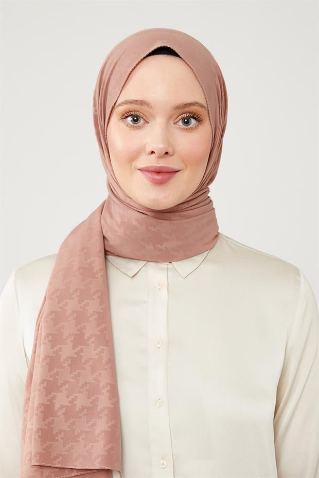 Leylak Jakarlı Puzzle Desen Elegance Şal