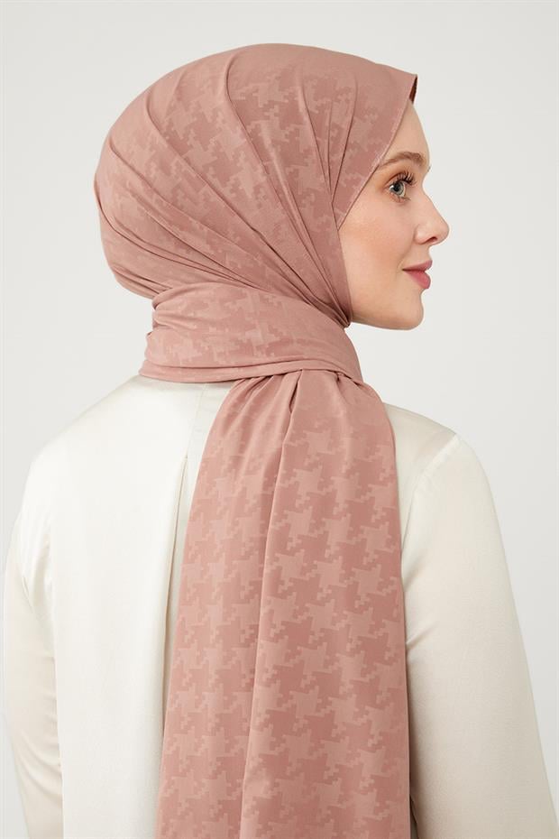 Leylak Jakarlı Puzzle Desen Elegance Şal