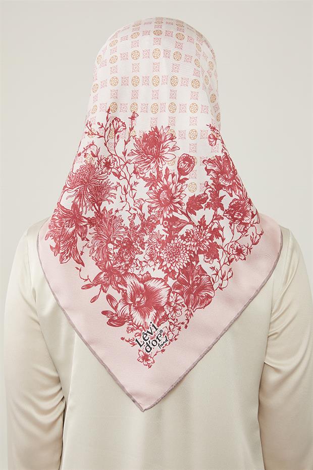 Lila Nostaljik Desen Trend Twill Eşarp