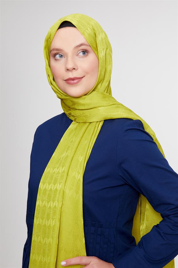 Misket Limon Geometrik Desen Jakarlı Janjan Şal