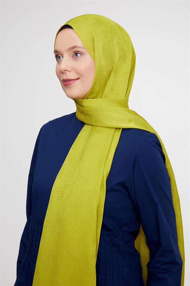 Misket Limon Hologram Desen Jakarlı Janjan Şal
