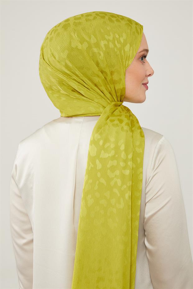 Misket Limon Kendinden Desenli Jakar Capri Şal