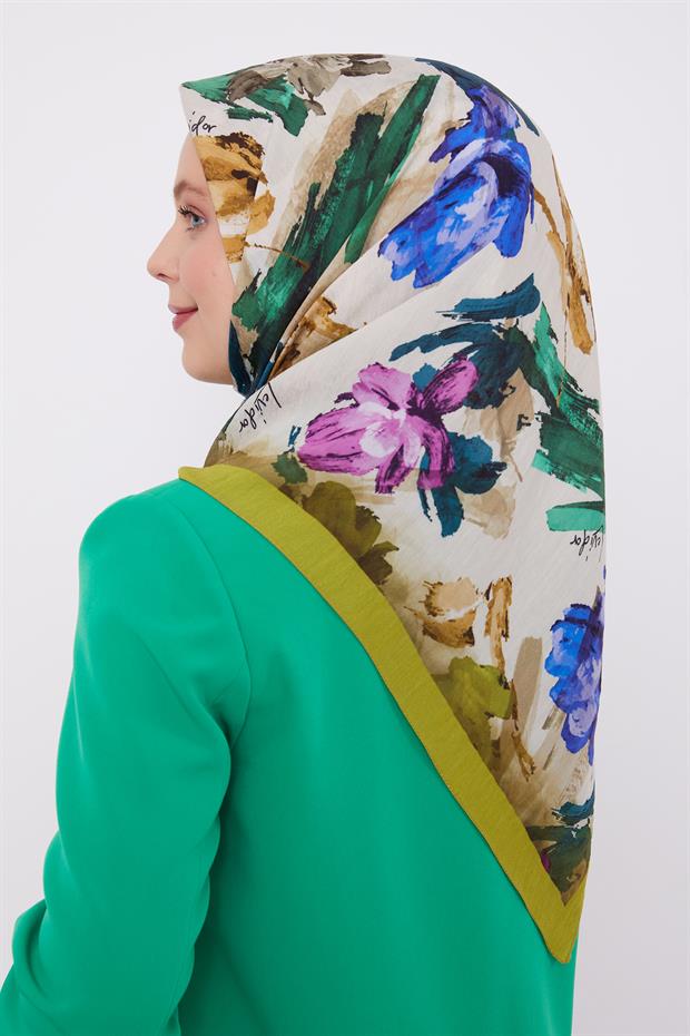 Misket Limon Soyut Desen Modal İpek Eşarp