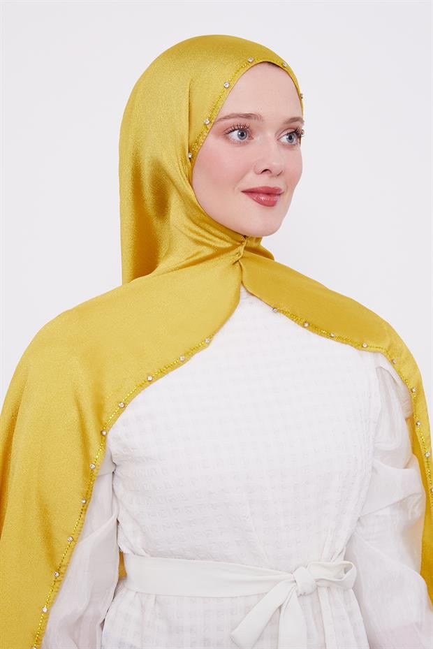 Misket Limon Tek Taşlı Diamond Şal
