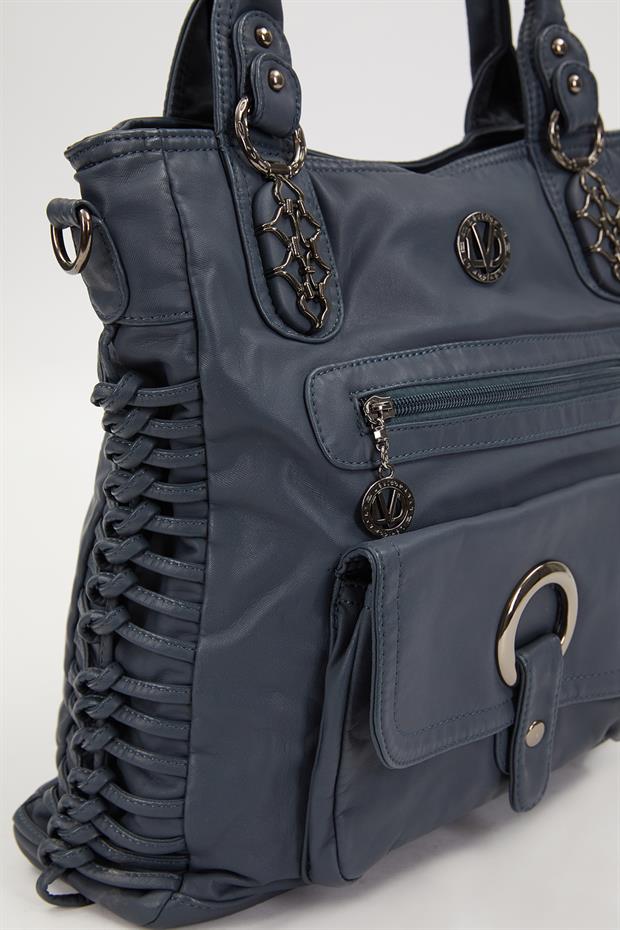 Mavi Düğüm Detaylı Omuz Çantası