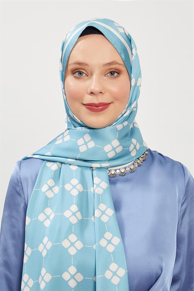 Mavi Geometrik Desen Angel Şal