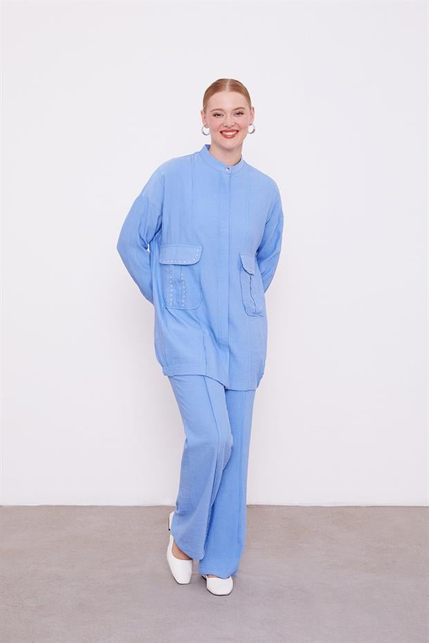 Mavi Hakim Yaka İkili Takım