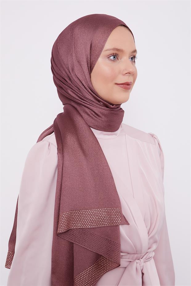 Menekşe Kalın Şerit Diamond Şal