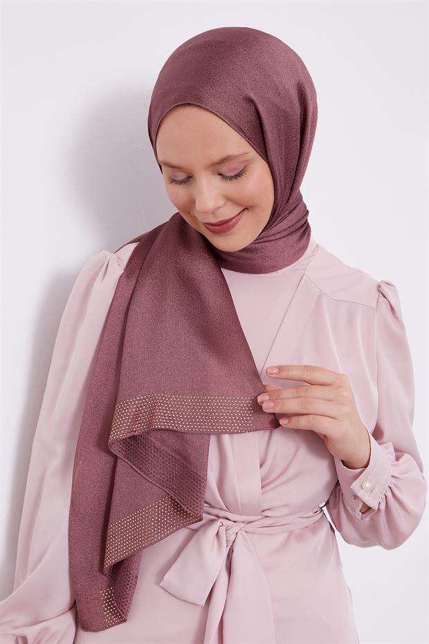 Menekşe Kalın Şerit Diamond Şal