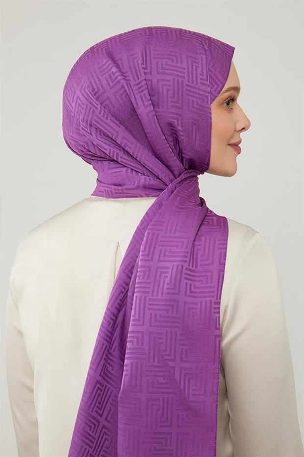 Menekşe Labirent Desen Blue Jakar Şal