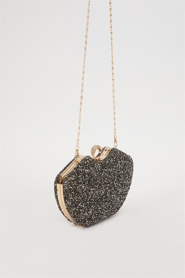 Mini Platin Metal Askılı Abiye Çanta