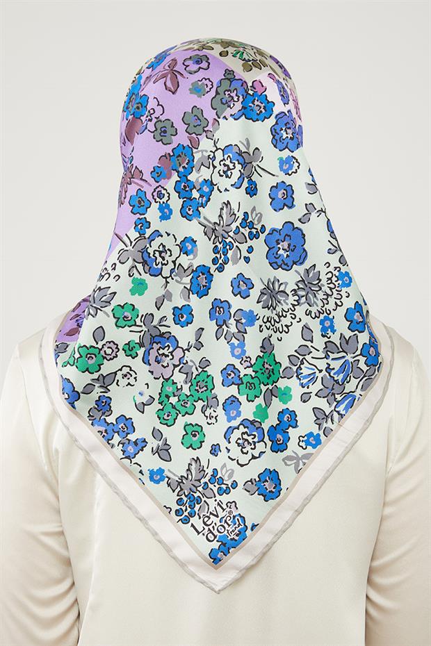Mint Yeşili Mine Çiçeği Trend Twill Eşarp