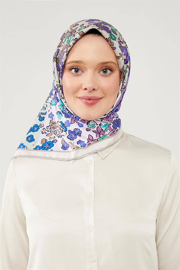 Mint Yeşili Mine Çiçeği Trend Twill Eşarp