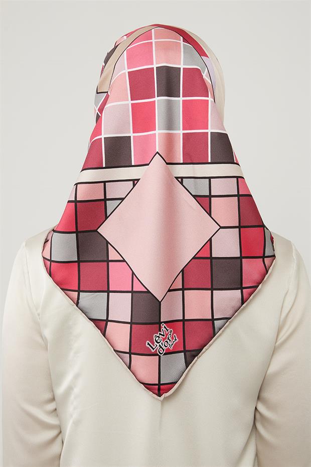 Mor Dama Desenlli Trend Twill Eşarp