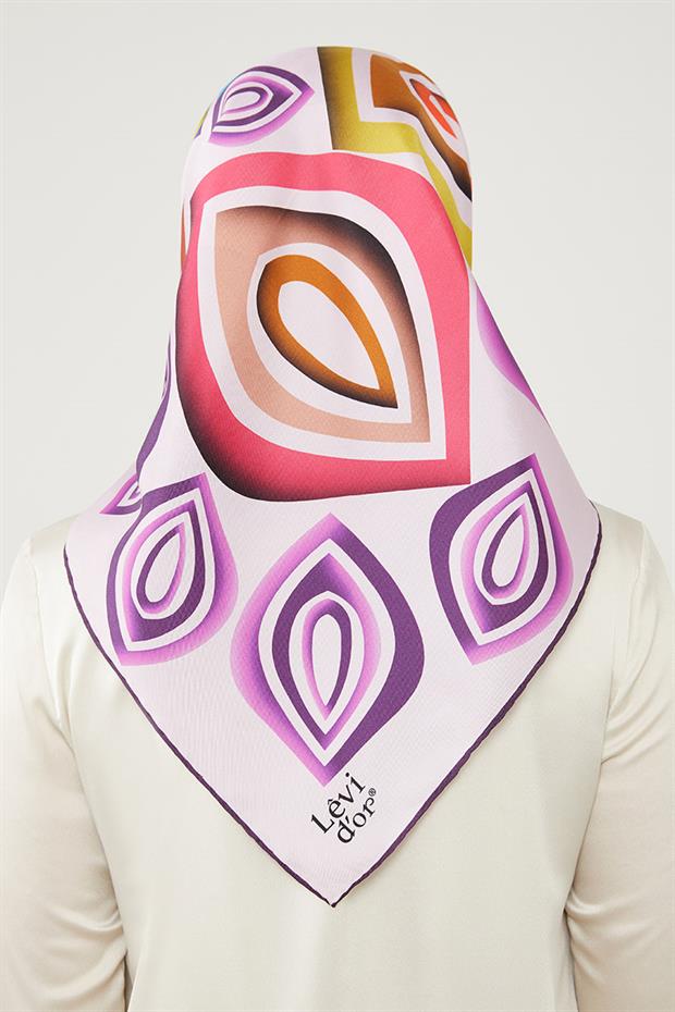 Mor Damla Desen Saf İpek Eşarp