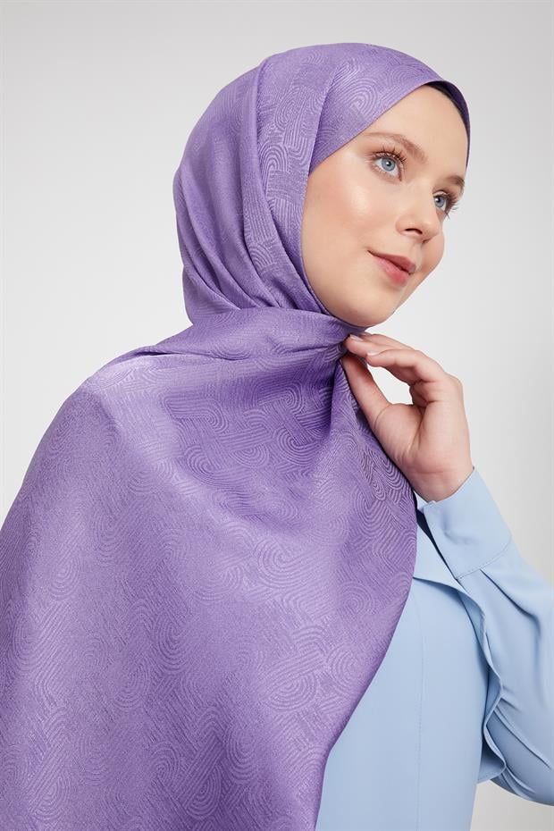 Mor Hologram Desen Jakarlı Janjan Şal