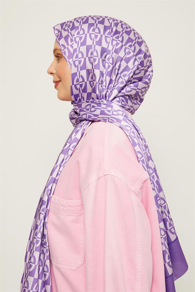 Mor Kare Çift Renkli Angel Şal