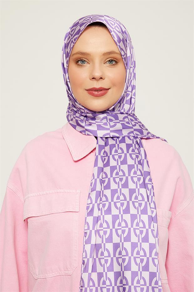 Mor Kare Çift Renkli Angel Şal