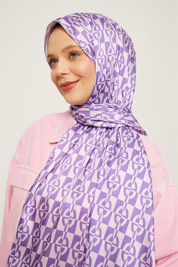 Mor Kare Çift Renkli Angel Şal