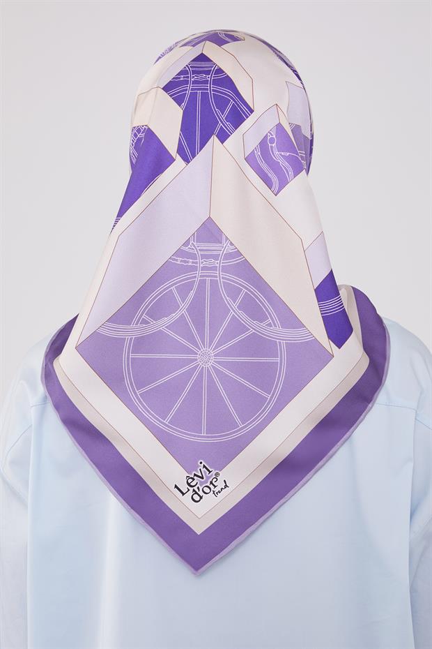 Mor Küp Desen Twill Eşarp