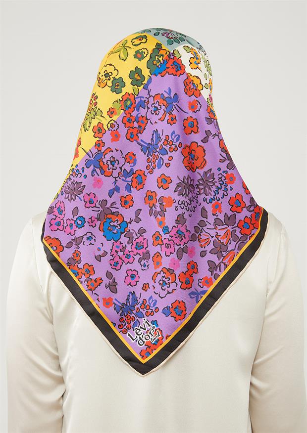 Mor Mine Çiçeği Trend Twill Eşarp