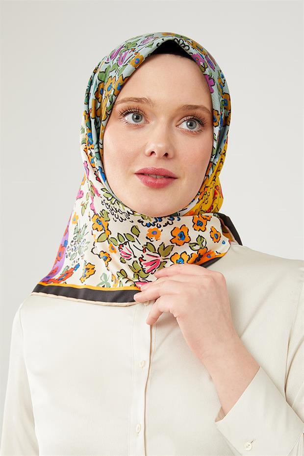 Mor Mine Çiçeği Trend Twill Eşarp