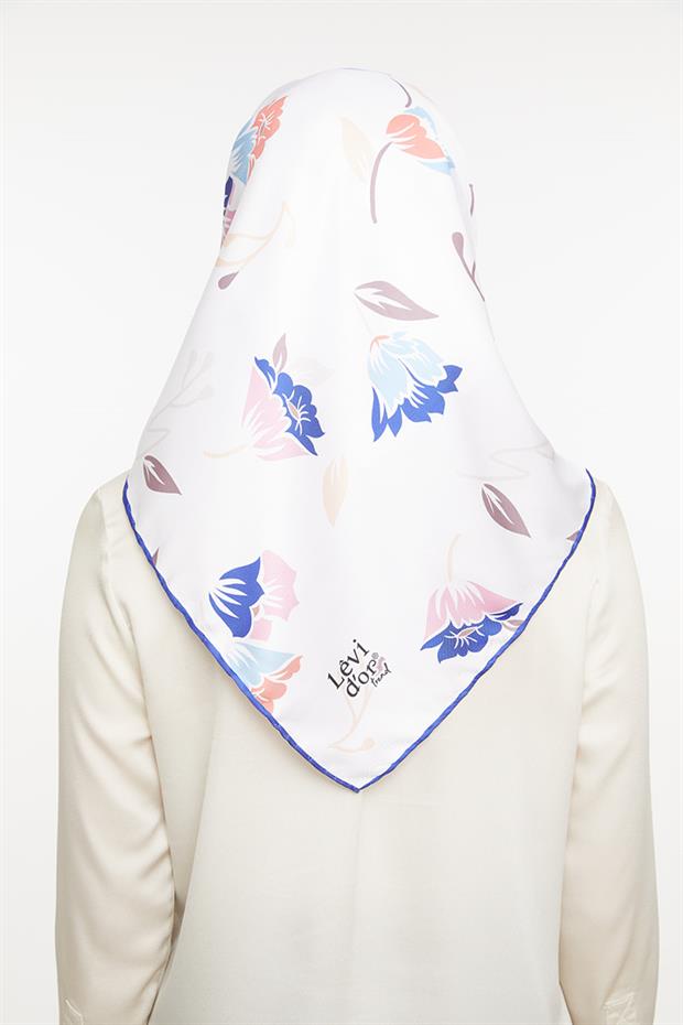 Mor Çiçekli Trend Twill Eşarp