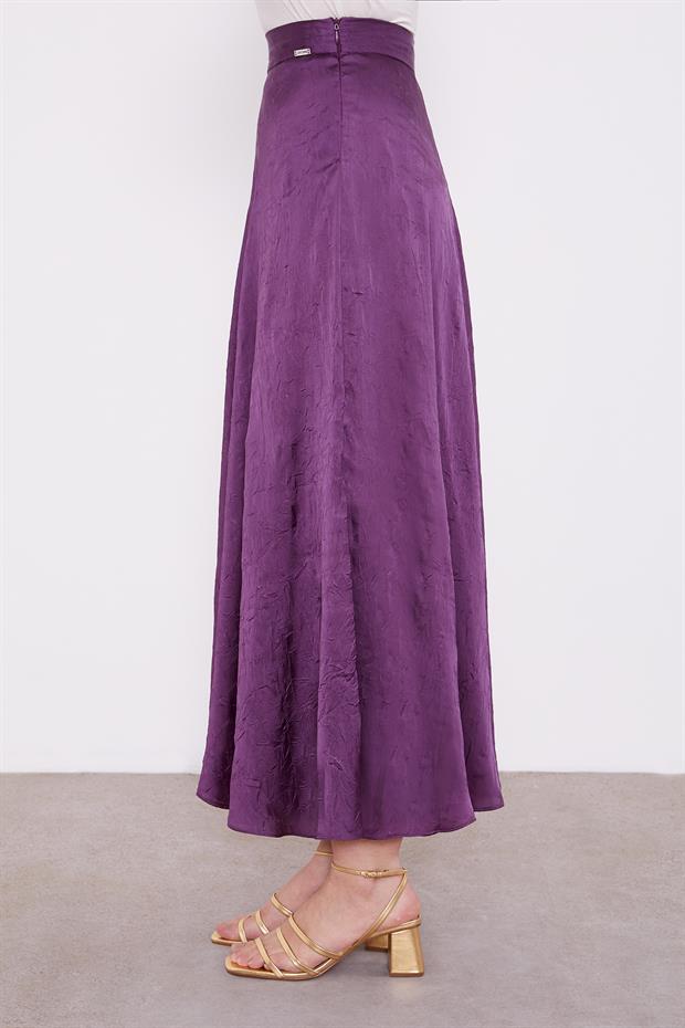 Mürdüm Kraş Saten Etek