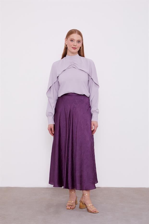 Mürdüm Kraş Saten Etek