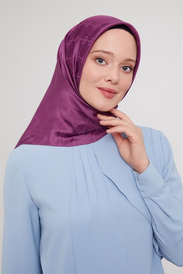 Mürdüm L Baskılı Kristal Jakarlı Eşarp