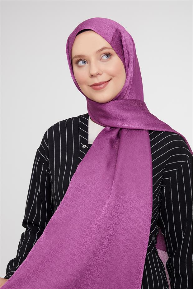 Mürdüm Yuvarlak Desen Jakarlı Janjan Şal