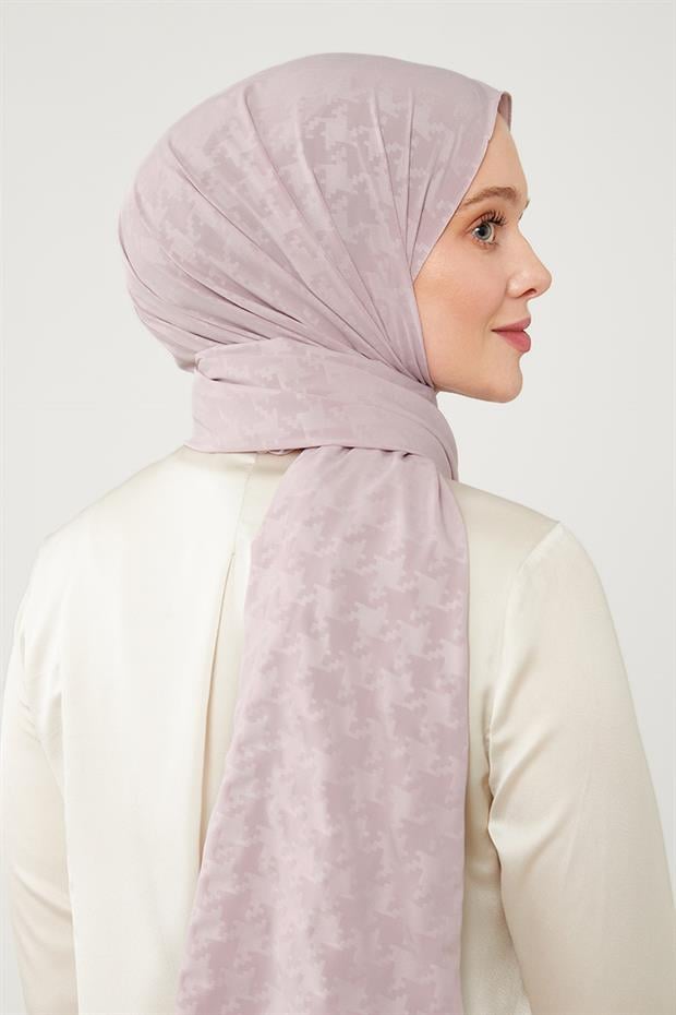 Nude Jakarlı Puzzle Desen Elegance Şal