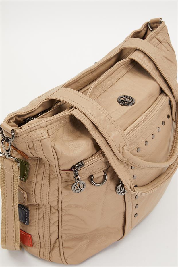 Nude Renk Detaylı Omuz Çantası