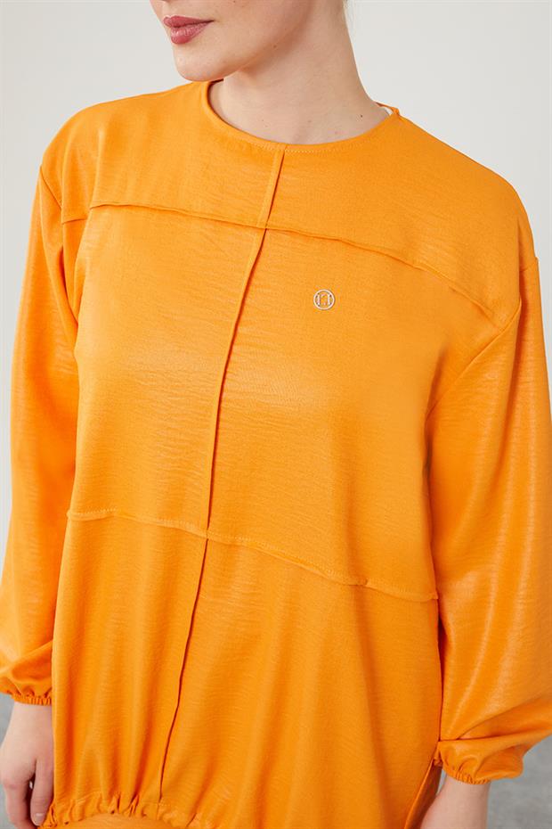 Oranj Asimetrik Kesim Pantolonlu İkili Takım