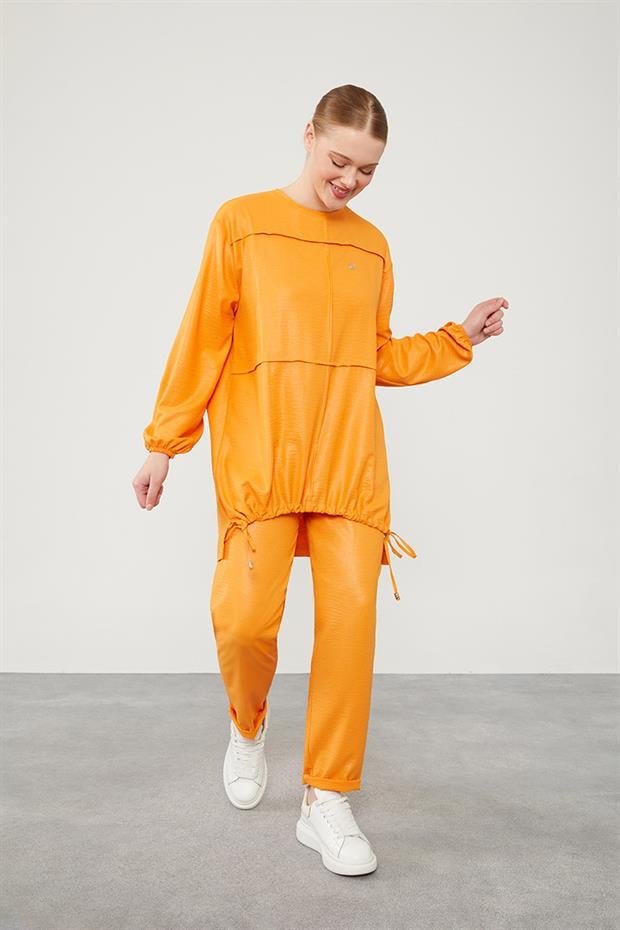 Oranj Asimetrik Kesim Pantolonlu İkili Takım