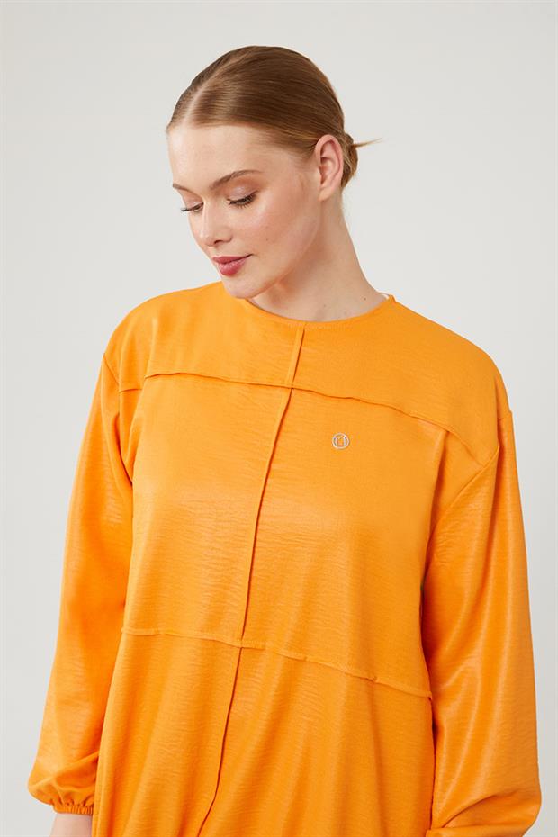 Oranj Asimetrik Kesim Pantolonlu İkili Takım