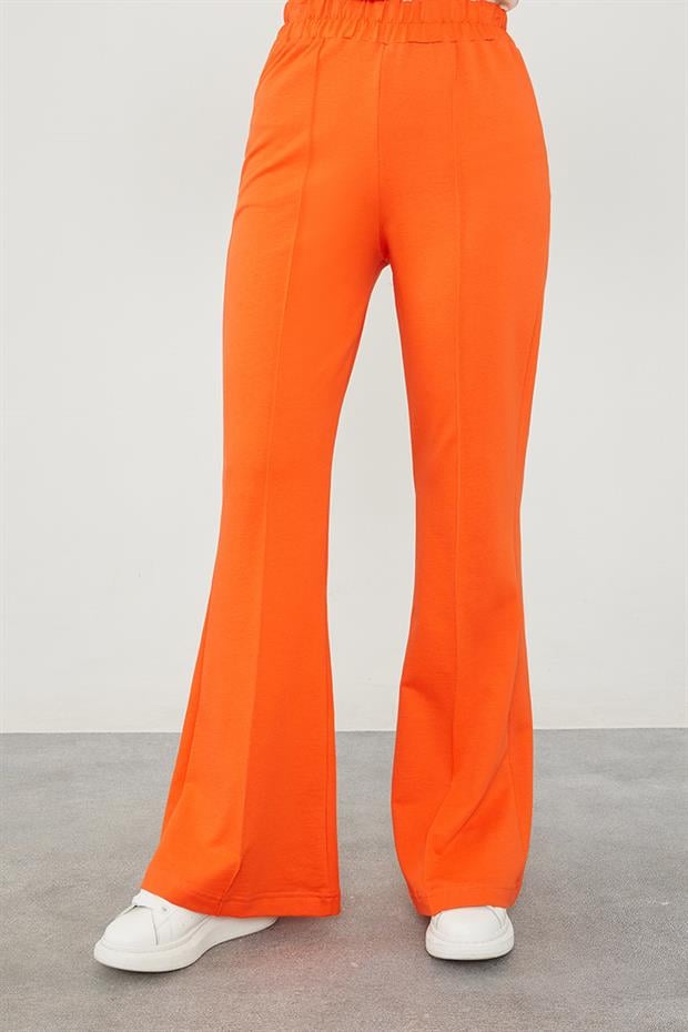 Oranj Beli Lastikli Nervürlüı Pantolon