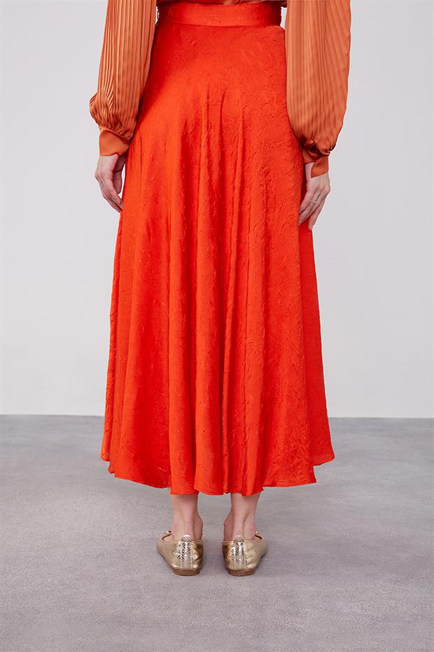 Oranj Kraş Saten Etek