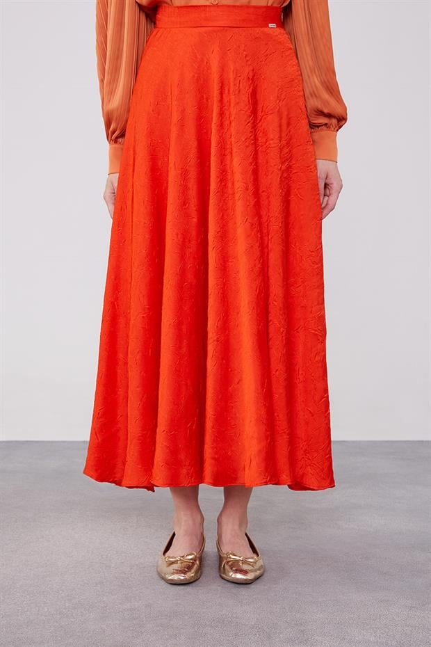 Oranj Kraş Saten Etek