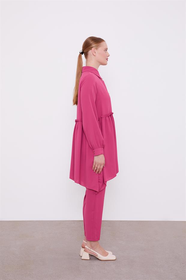 Pembe Pile Detaylı İkili Takım