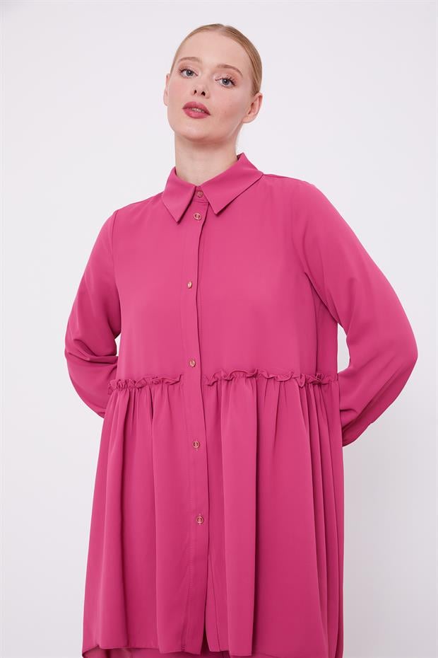 Pembe Pile Detaylı İkili Takım