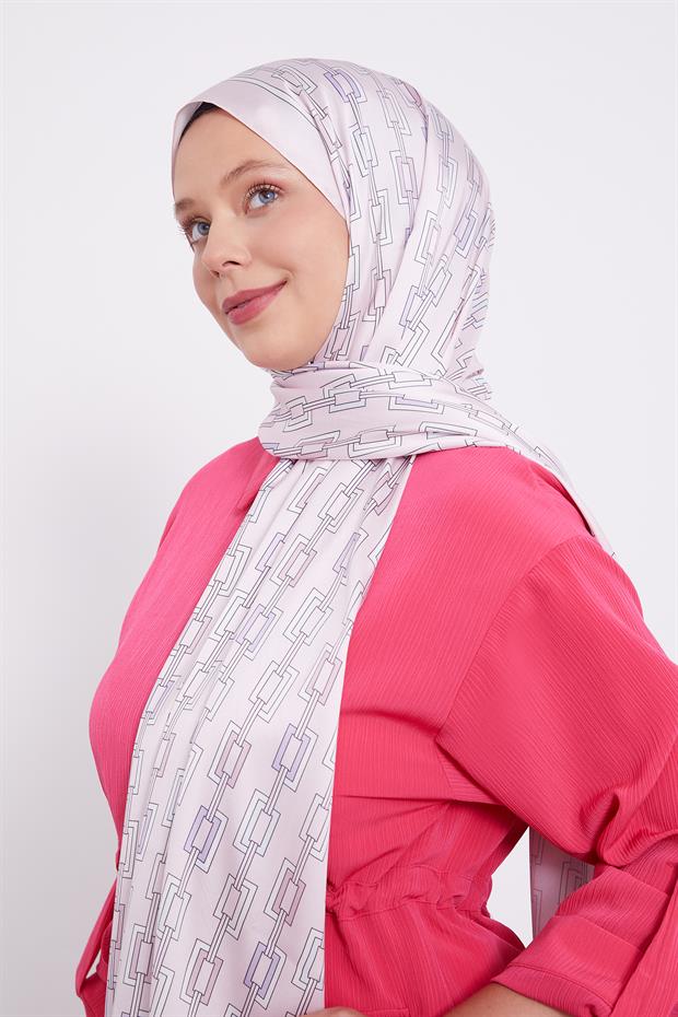 Pembe Kare Zincir Desen Angel Şal